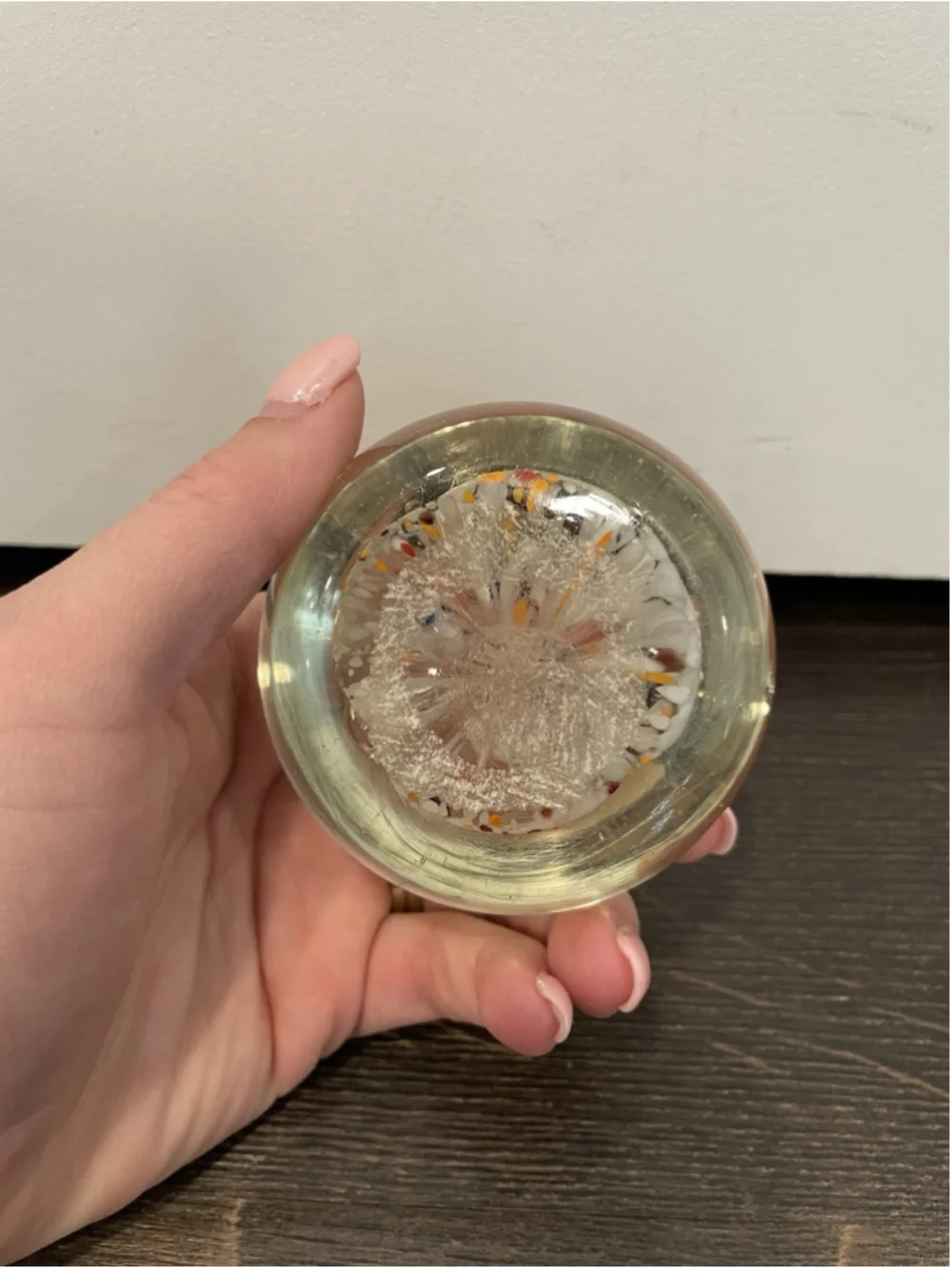 Multicolored Hand Blown Art Glass Paperweight Vintage